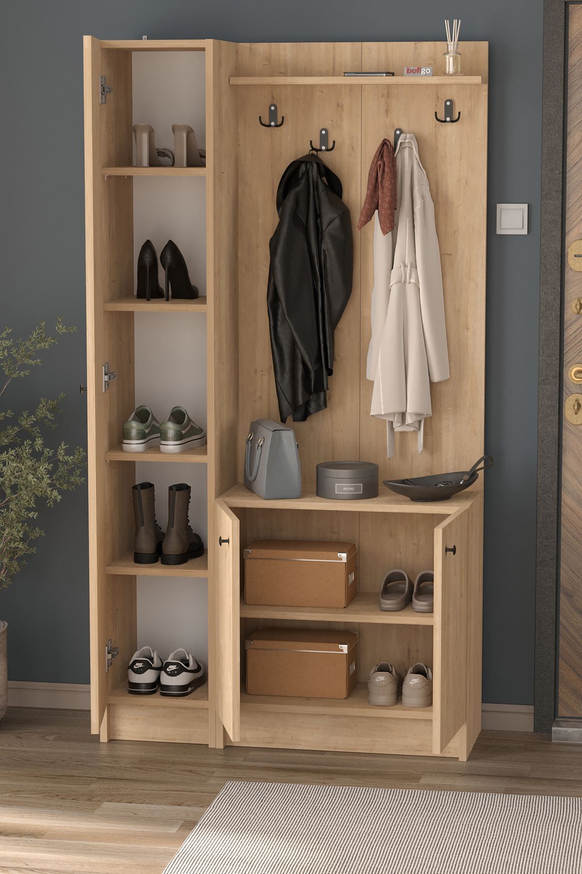 21-14-14 Entryway Coat Hanger SAPPHIRE OAK