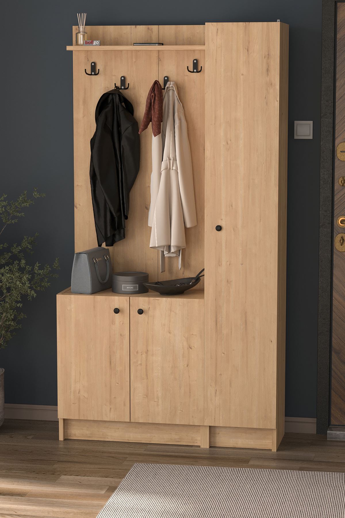 21-14-14 Entryway Coat Hanger SAPPHIRE OAK