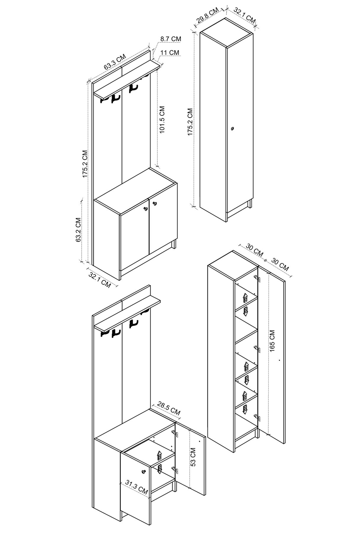 21-14-14 Entryway Coat Hanger SAPPHIRE OAK