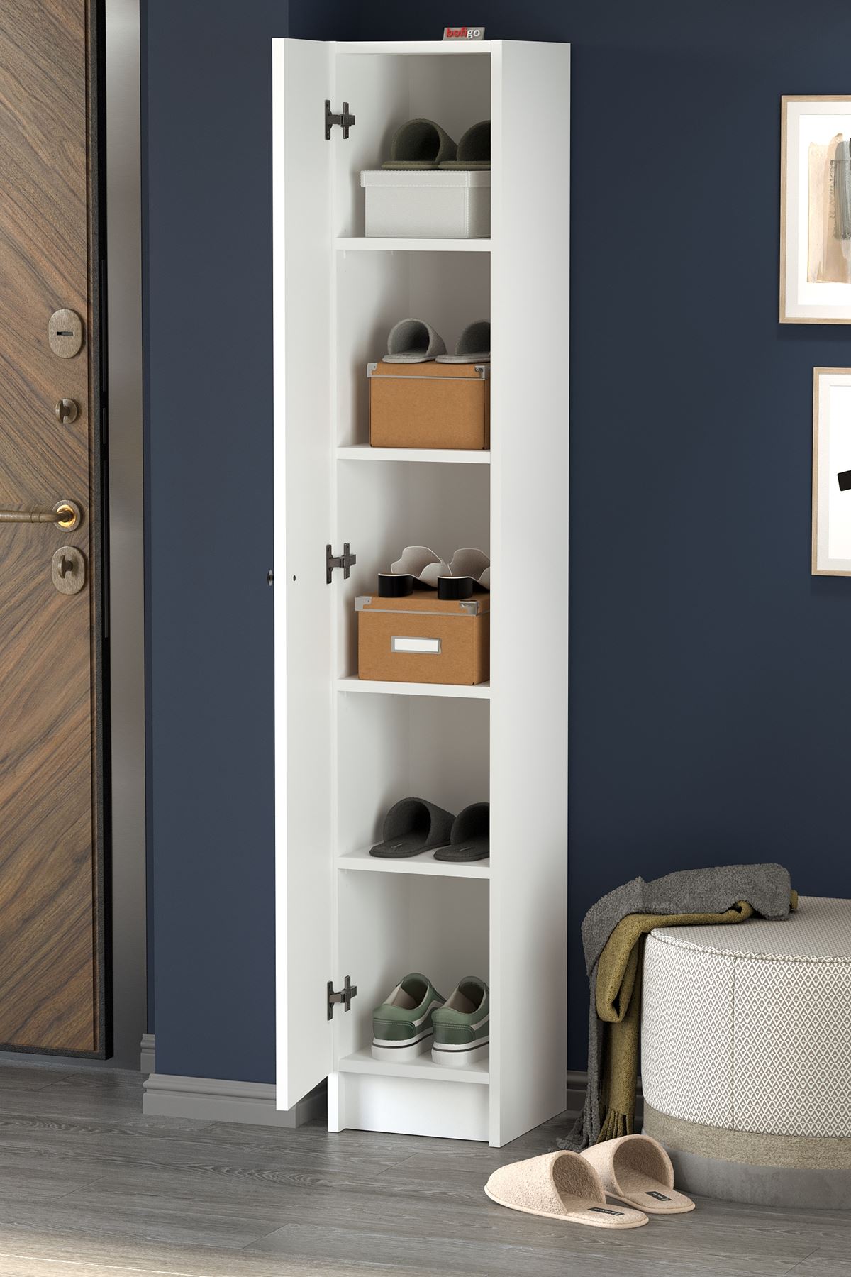 Bofigo Kapaklı 5 Bölmeli Çok Amaçlı Dolap Çok Amaçlı Mutfak Dolabı Banyo Dolabı Buket Beyaz