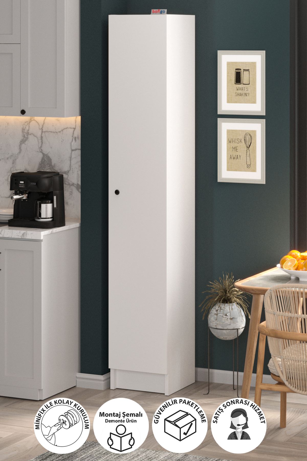 Bofigo Kapaklı 5 Bölmeli Çok Amaçlı Dolap Çok Amaçlı Mutfak Dolabı Banyo Dolabı Buket Beyaz