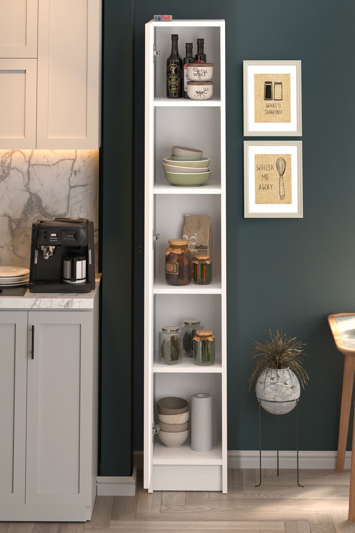 Bofigo Kapaklı 5 Bölmeli Çok Amaçlı Dolap Çok Amaçlı Mutfak Dolabı Banyo Dolabı Buket Beyaz