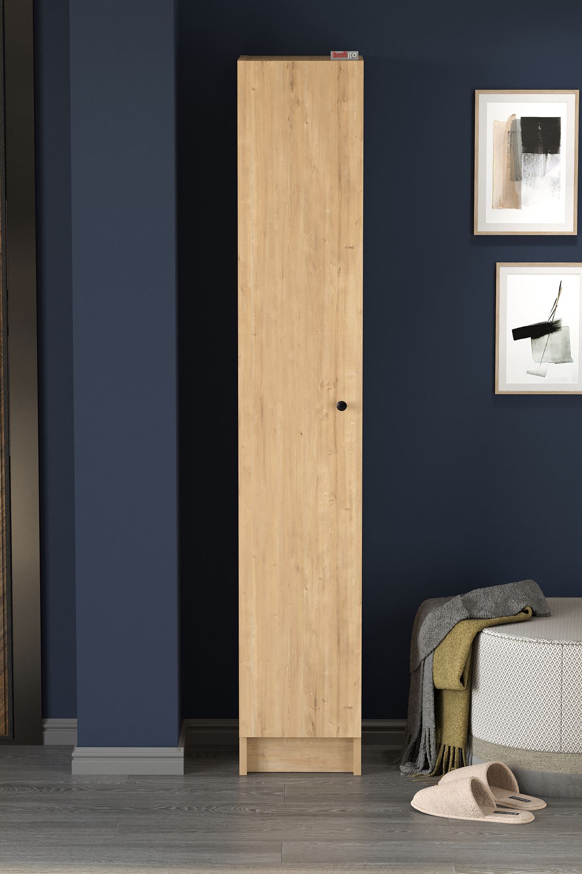 Bofigo Kapaklı 5 Bölmeli Çok Amaçlı Dolap Çok Amaçlı Mutfak Dolabı Banyo Dolabı Buket Safir Meşe