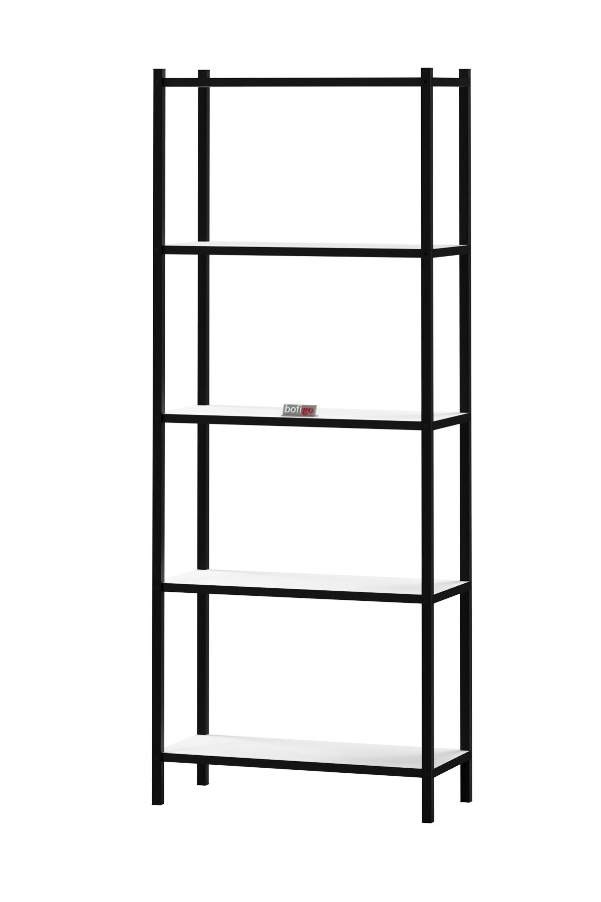 Bofigo 5 Raflı Kitaplık Dekoratif Kitaplık Metal Kitaplık Ofis Kitaplığı Aksesuar Rafı Efes Beyaz