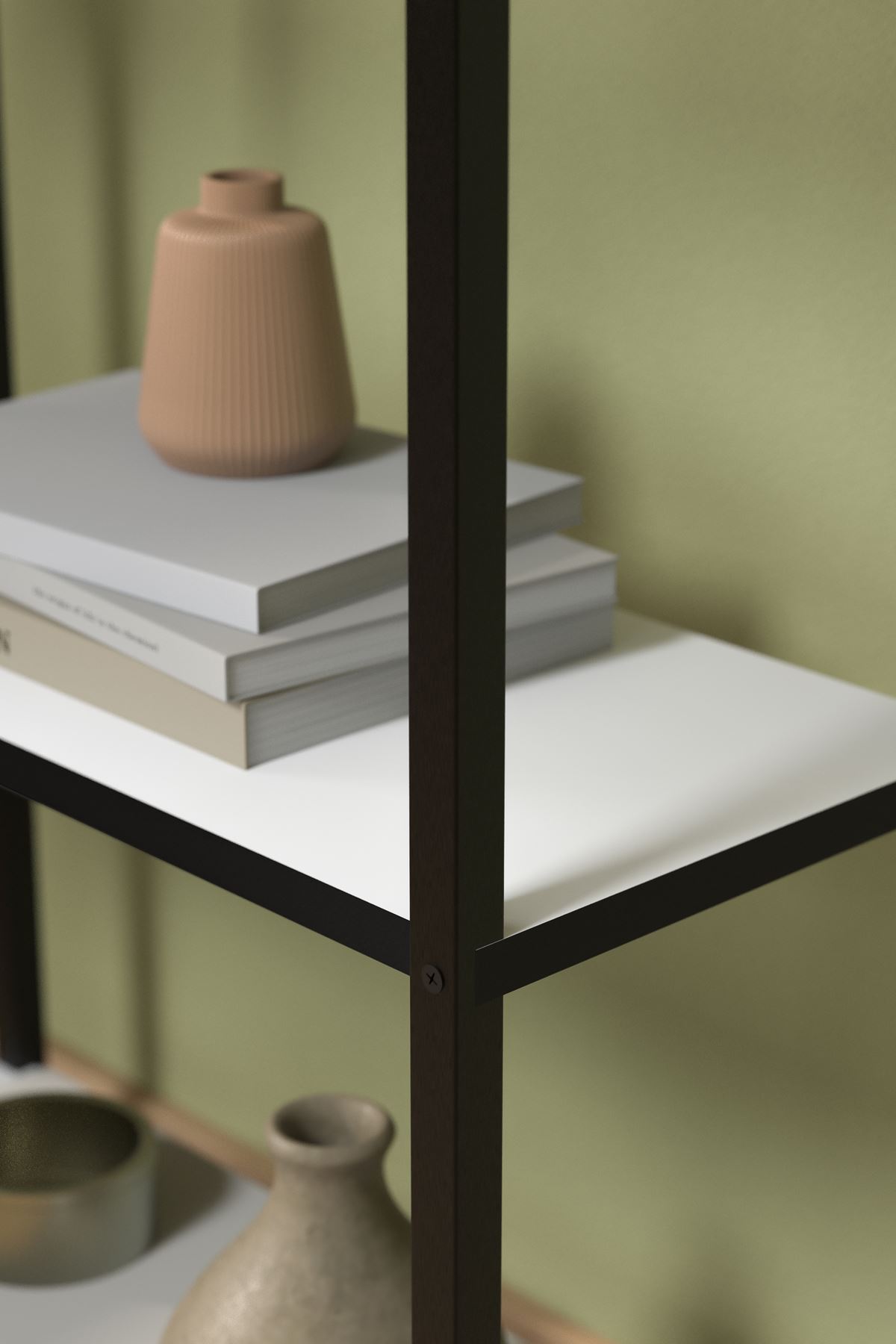 Bofigo 5 Raflı Kitaplık Dekoratif Kitaplık Metal Kitaplık Ofis Kitaplığı Aksesuar Rafı Efes Beyaz