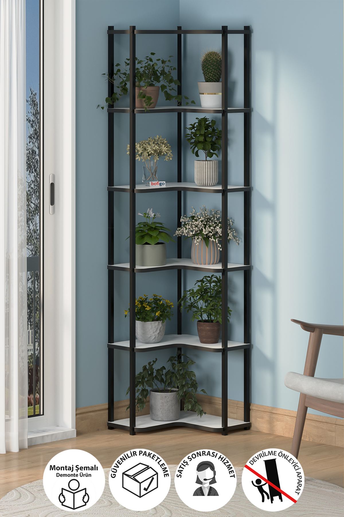 15-45-01 6-Shelf Plant Stand and Decorative Storage Rack WHITE