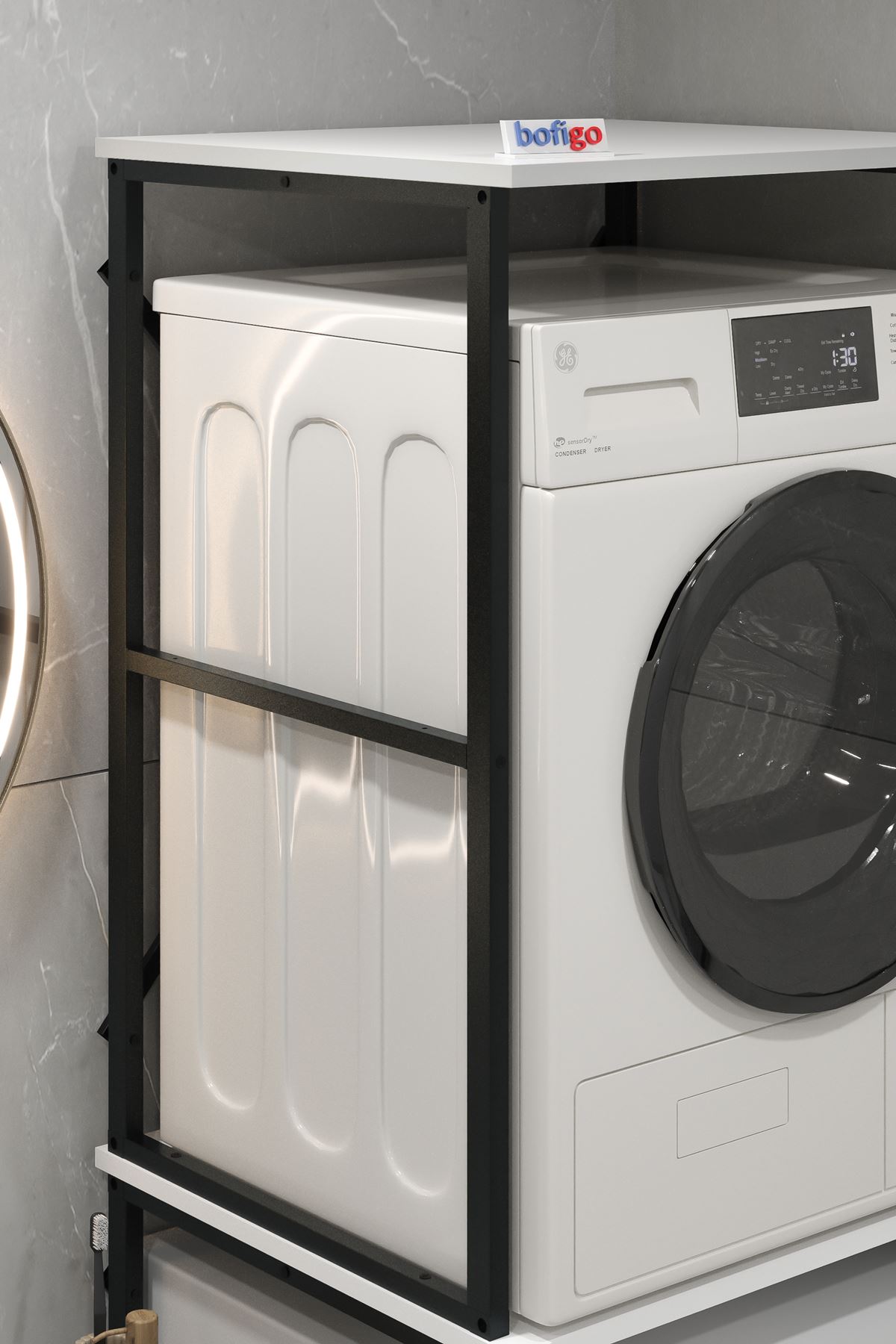 Bofigo Çamaşır Makinesi Dolabı Kurutma Makinesi Dolabı Metal Banyo Dolabı Seda Beyaz