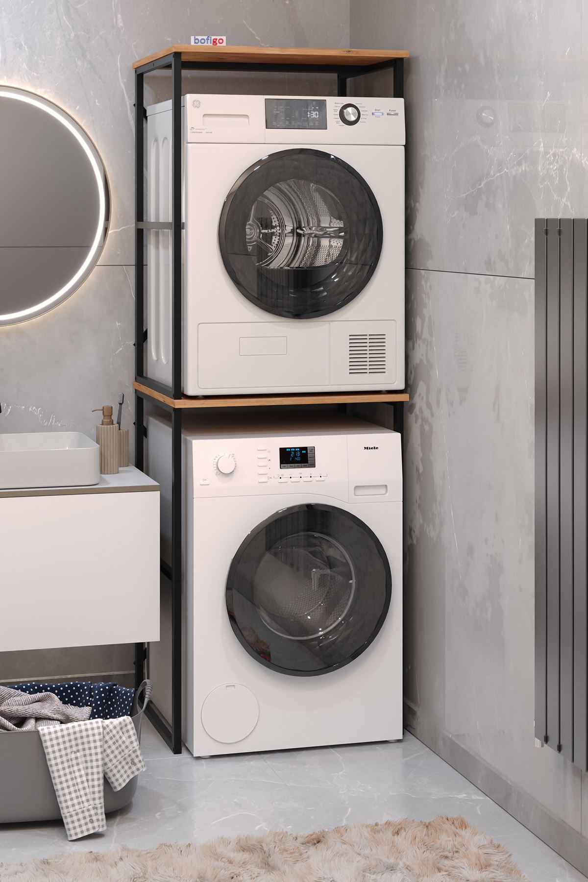 Bofigo Çamaşır Makinesi Dolabı Kurutma Makinesi Dolabı Metal Banyo Dolabı Seda Çam