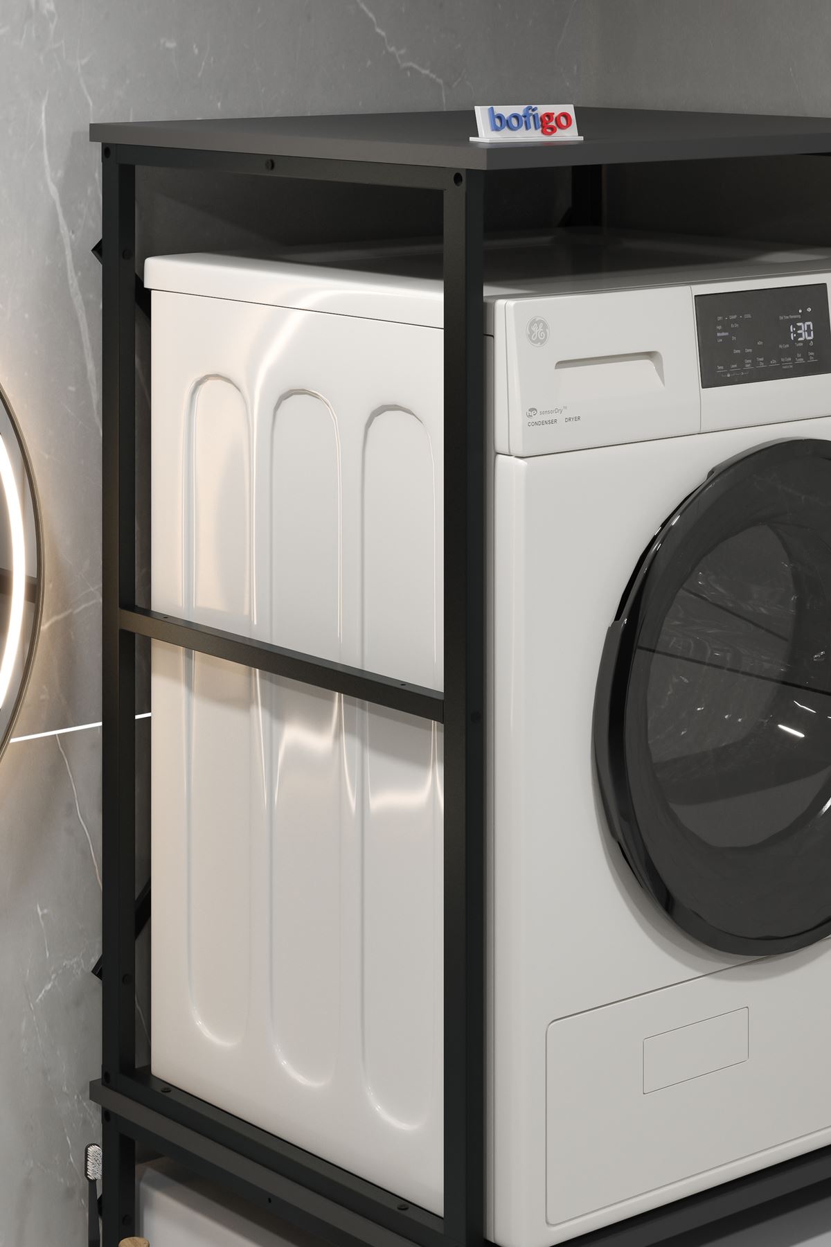 Bofigo Çamaşır Makinesi Dolabı Kurutma Makinesi Dolabı Metal Banyo Dolabı Seda Antrasit