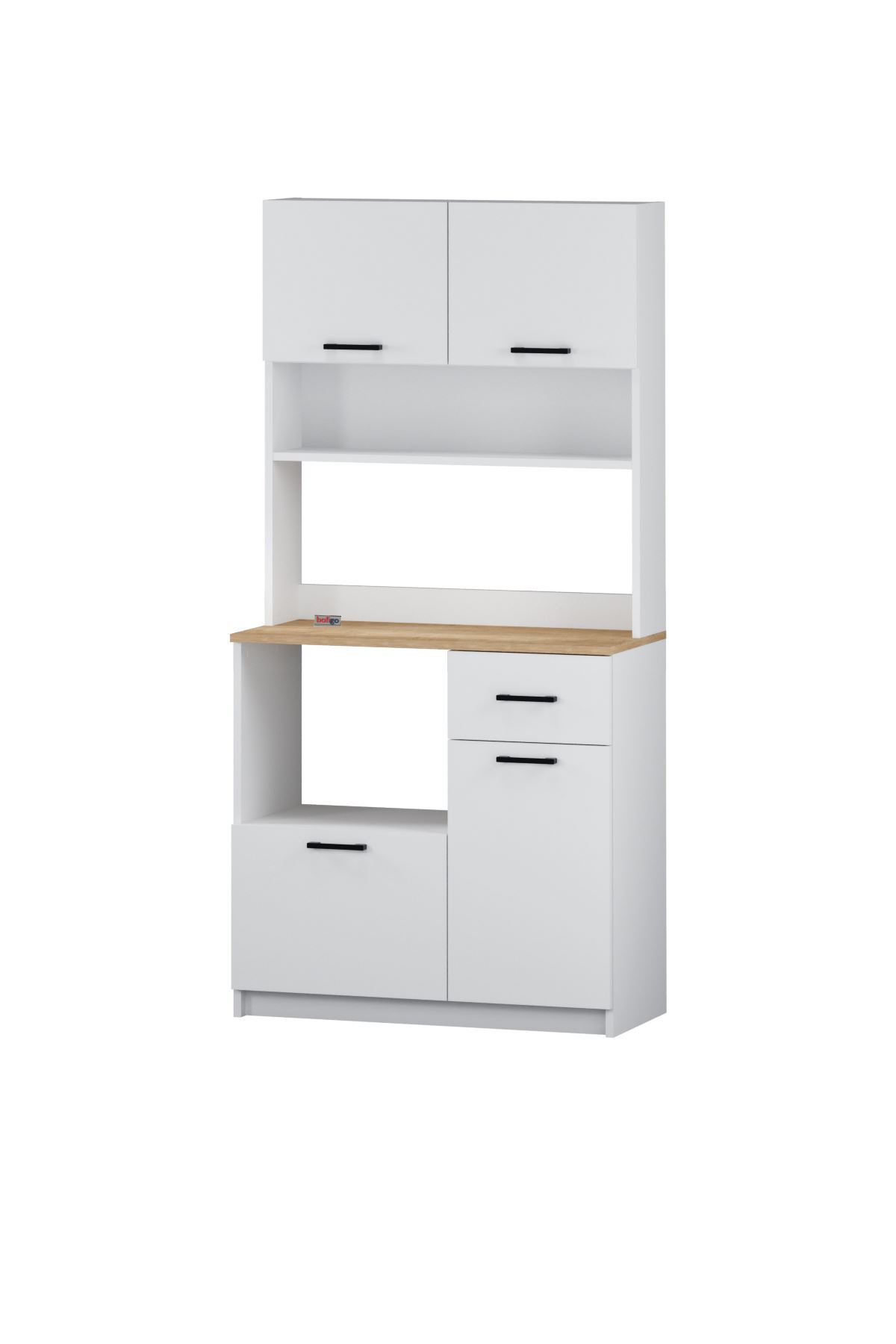 Bofigo 4 Kapaklı Dolap Çekmeceli Çok Amaçlı Dolap Mutfak Dolabı Kahve Köşesi Kiler Aybüke Safir Meşe Beyaz