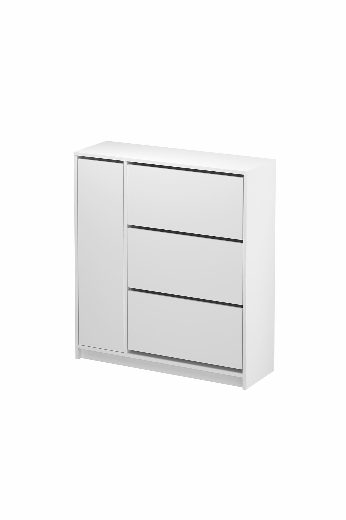 Bofigo Düşer Kapak Ayakkabılık 4 Kapaklı 6 Bölmeli Kayar Raflı Ayakkabılık Gizem Beyaz