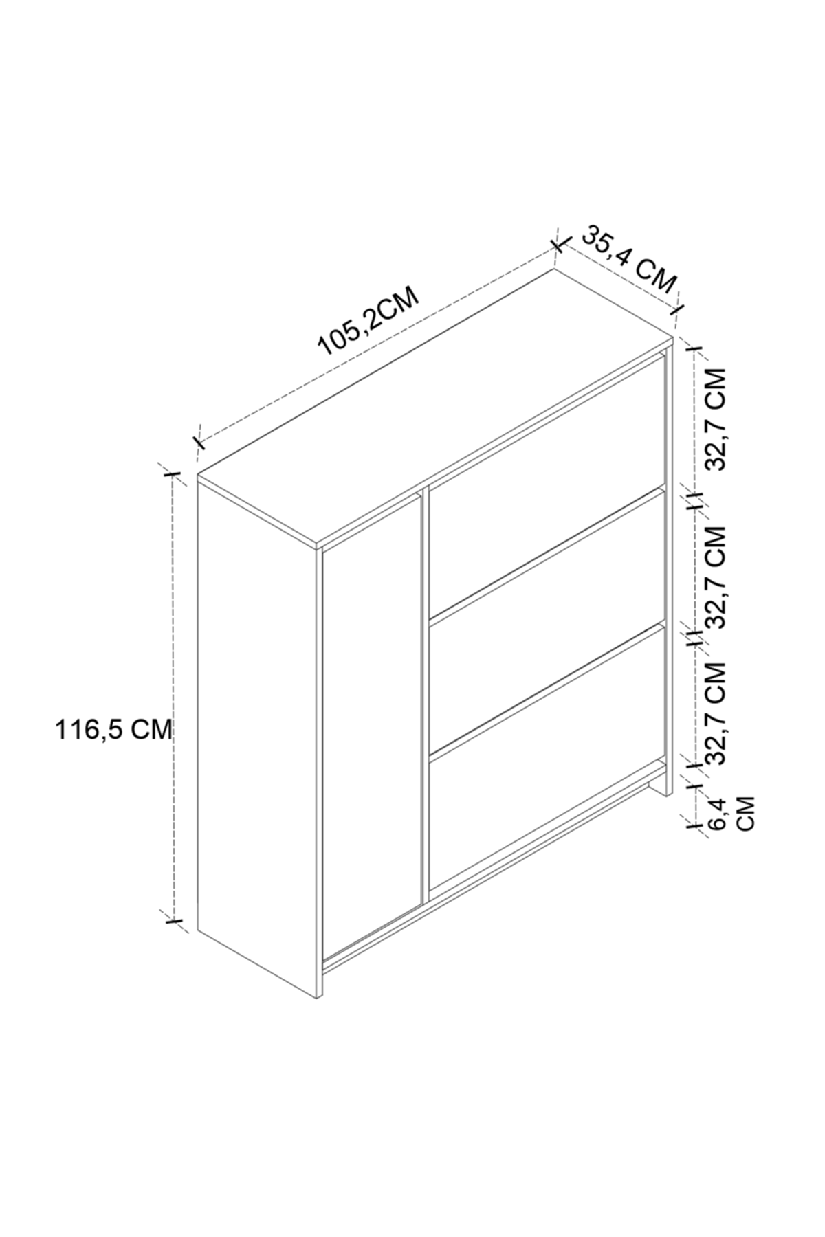 Bofigo Düşer Kapak Ayakkabılık 4 Kapaklı 6 Bölmeli Kayar Raflı Ayakkabılık Gizem Antrasit