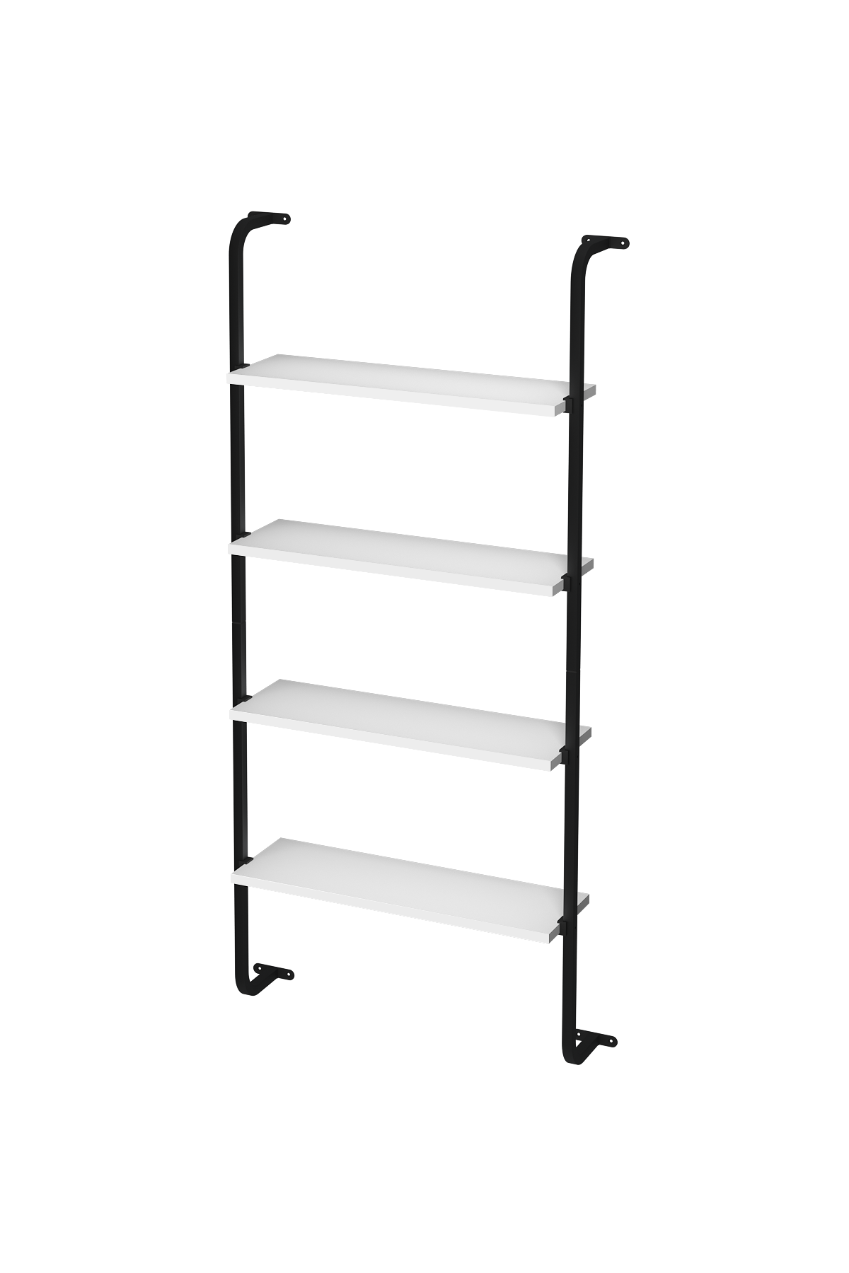 15-44-01 Wall Mounted 4 Shelves Metal Bookshelf WHITE