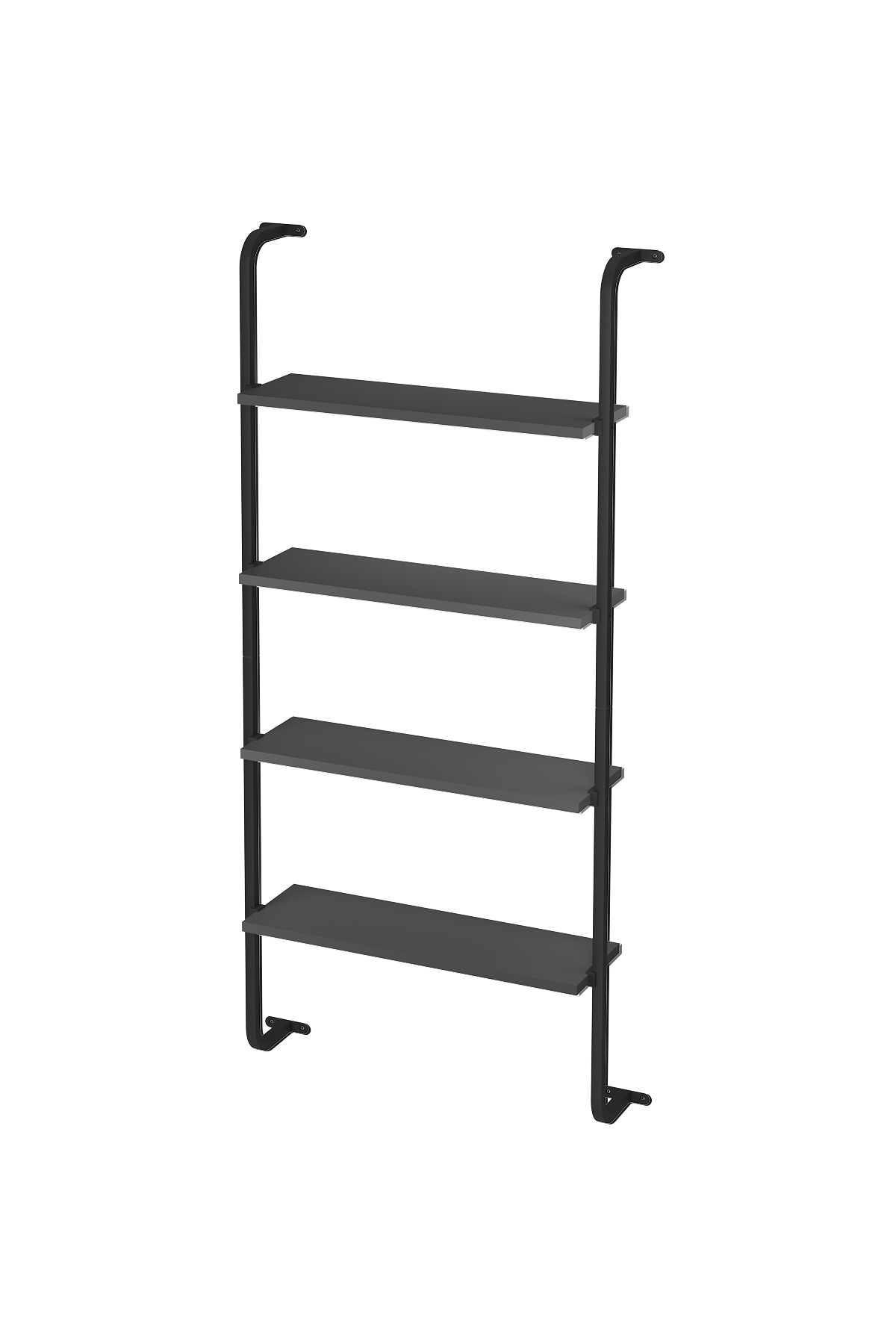 Bofigo 4 Raflı Duvara Monte Kitaplık Dekoratif Kitaplık Ayaz Antrasit