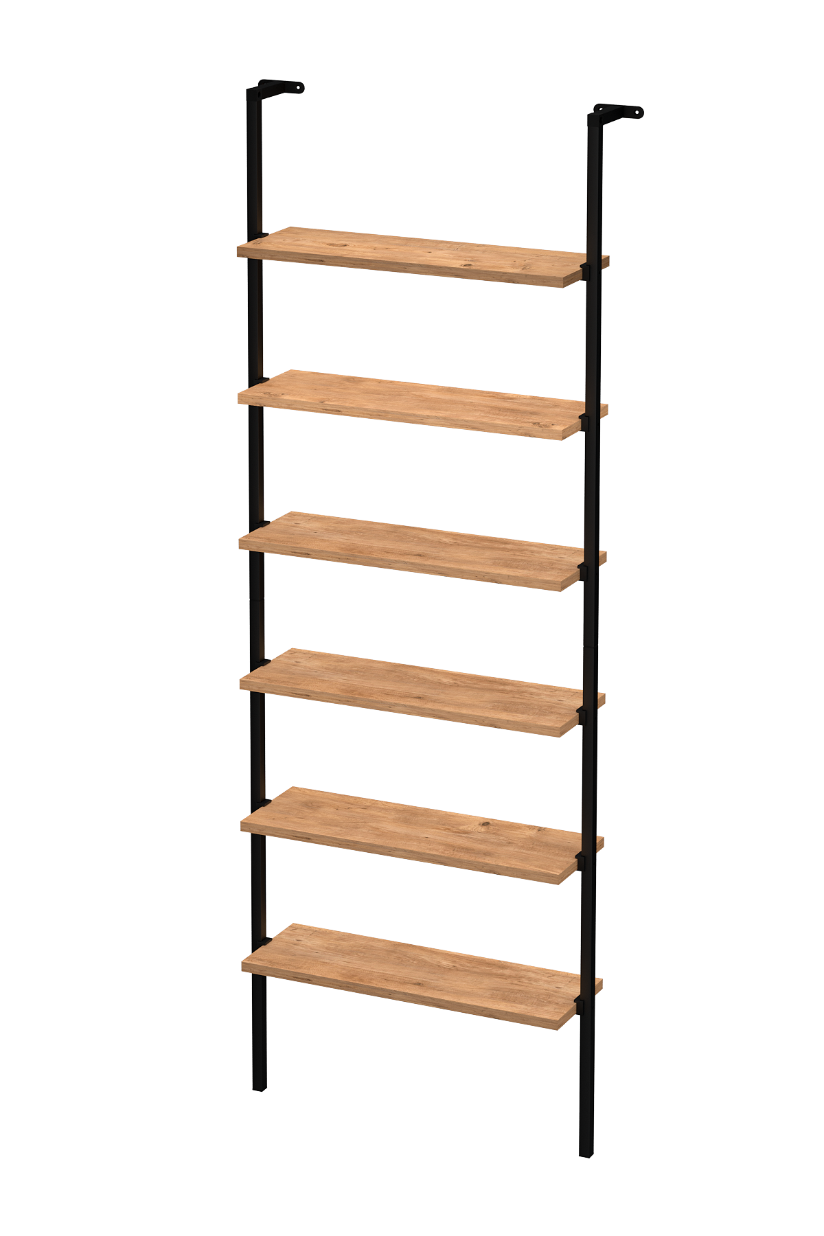15-66-02 Wall Mounted 6 Shelves Metal Bookshelf PINE