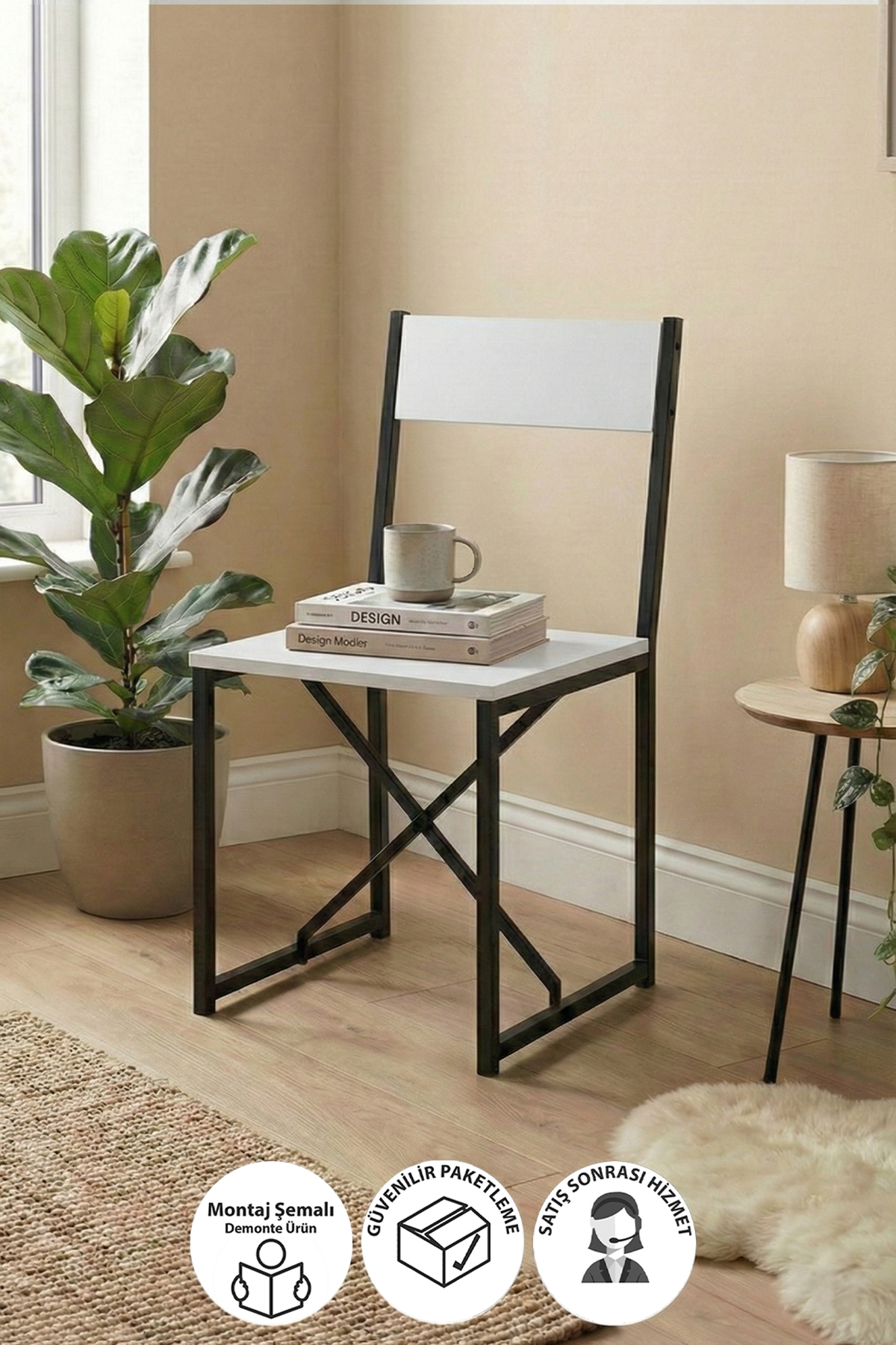 Bofigo Mutfak Seti Sandalyesi Mutfak Masası Sandalyesi Balkon Masası Sandalyesi Beyaz