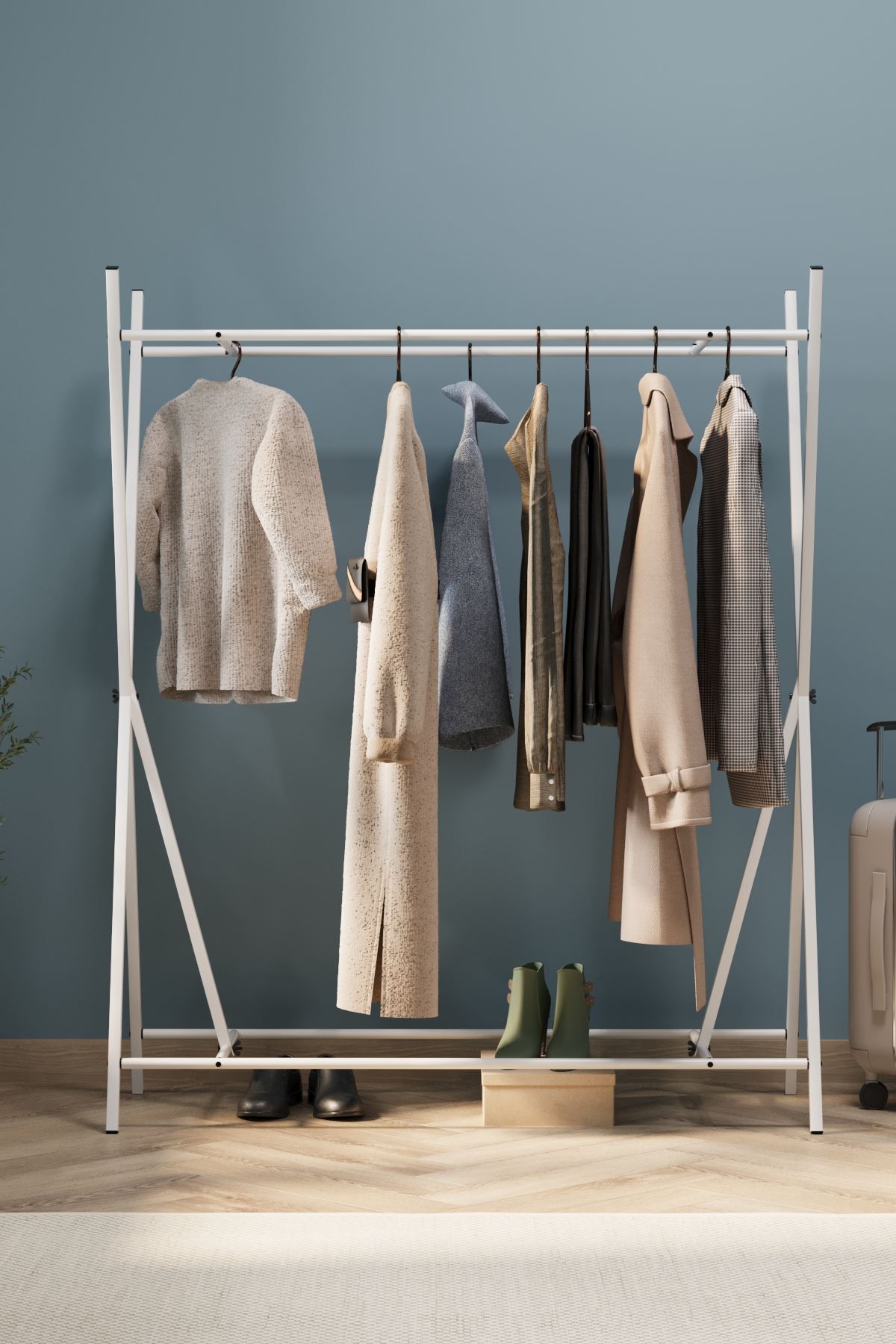 21-16-01 Star Metal Garment Rack WHITE