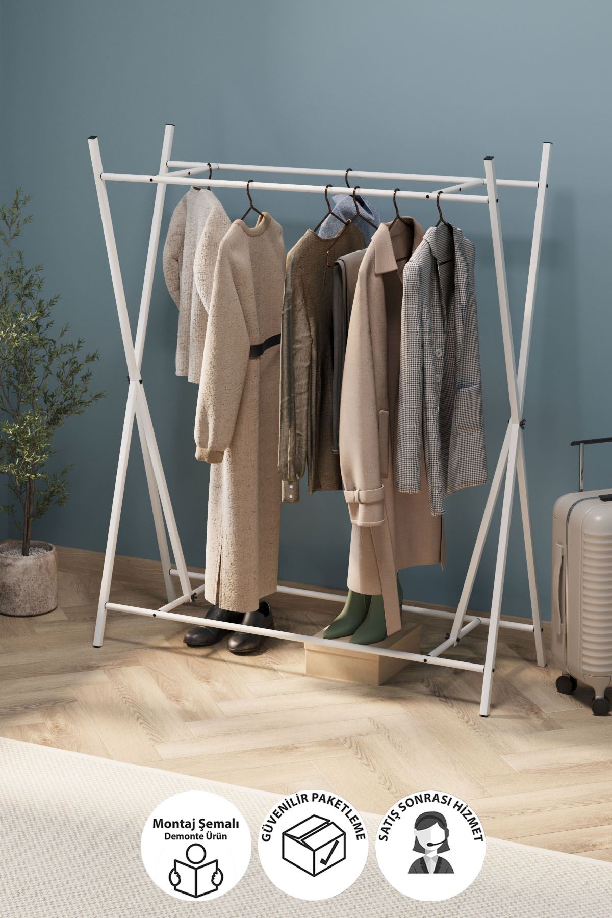 21-16-01 Star Metal Garment Rack WHITE