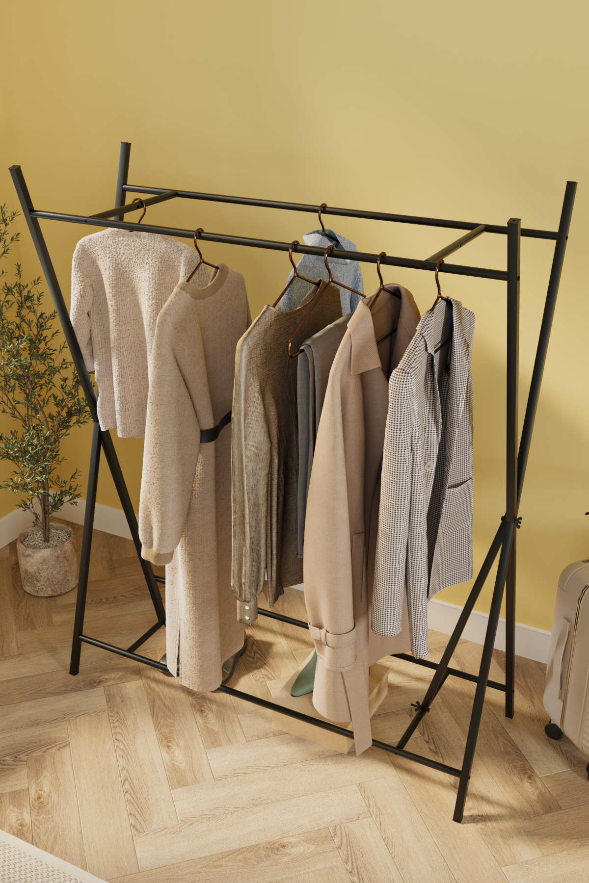 21-16-06 Star Metal Garment Rack BLACK