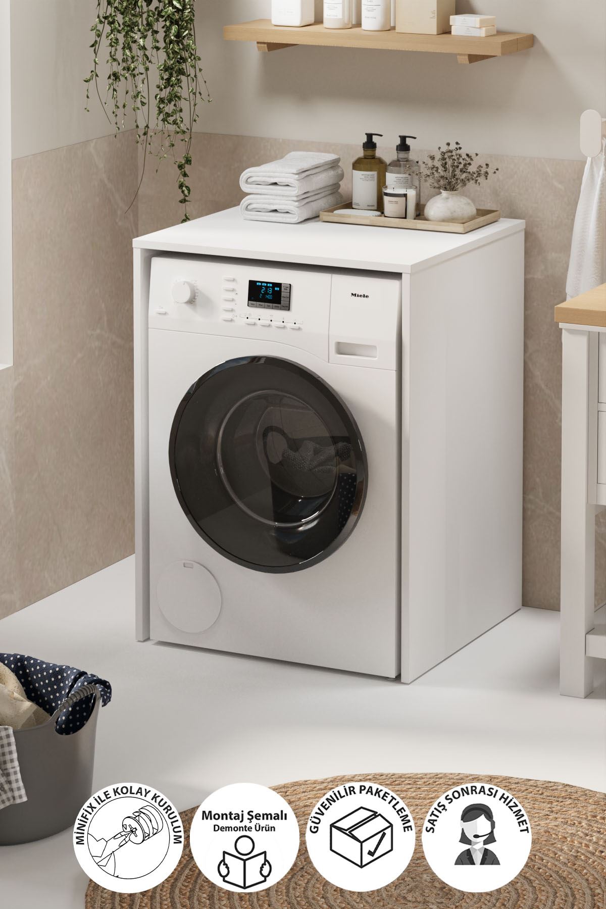 12-65-01 Pınar Washing Machine Cabinet WHITE