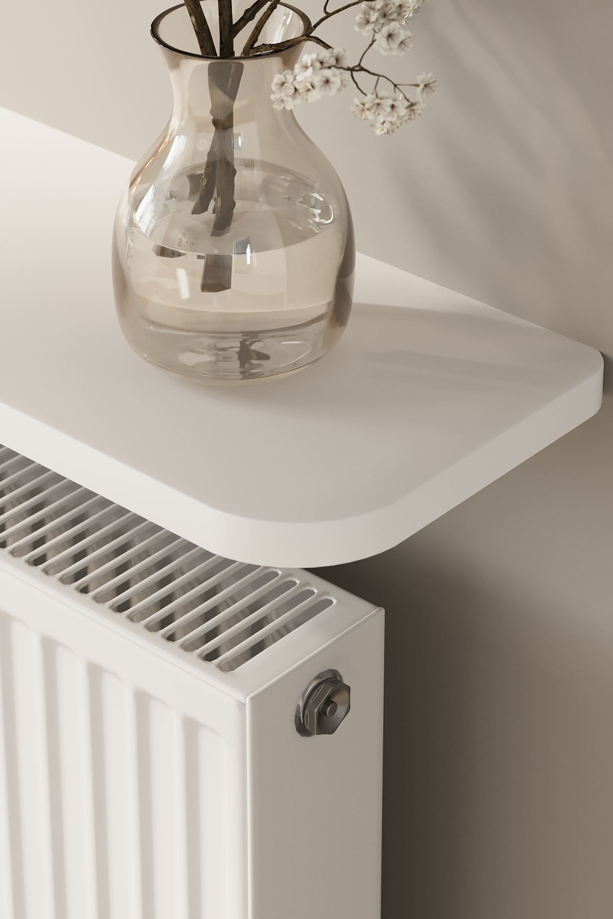 Bofigo Petek Üstü Raf Kalorifer Peteği Rafı Duvar Rafı Uçan Raf Dresuar 91 Cm Tokyo Beyaz