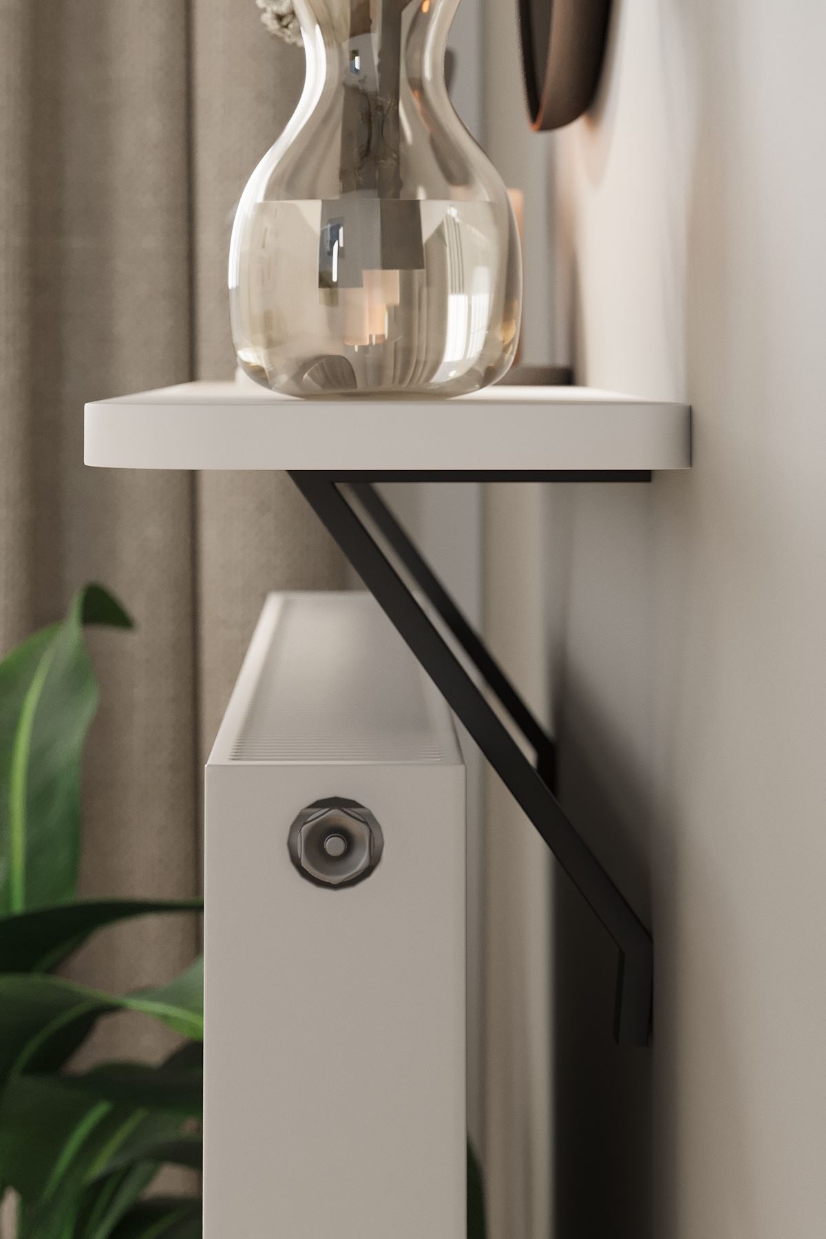 Bofigo Petek Üstü Raf Kalorifer Peteği Rafı Duvar Rafı Uçan Raf Dresuar 91 Cm Tokyo Beyaz