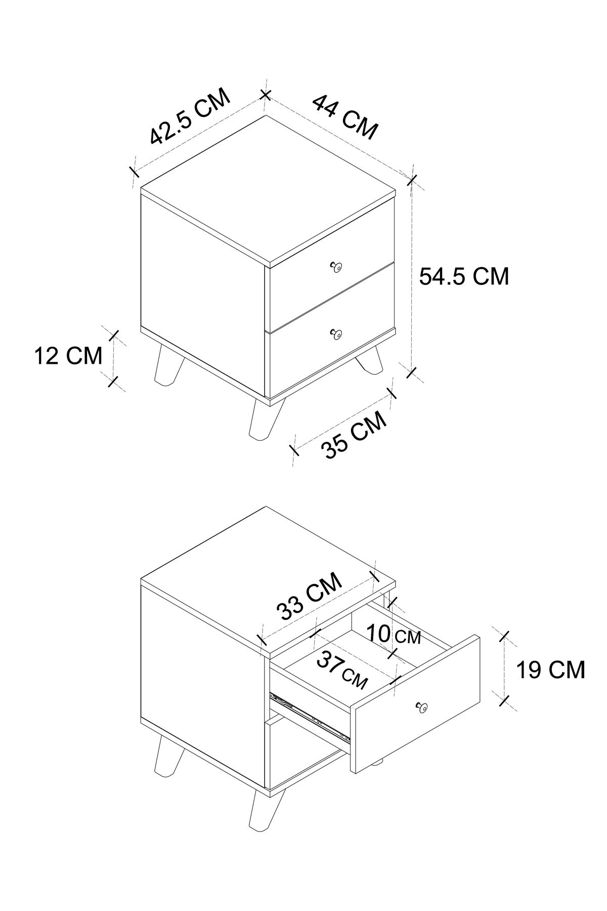 Bofigo 2 Çekmeceli Komodin Yatak Odası Baş Ucu Komodin Yan Sehpa Tinos Beyaz