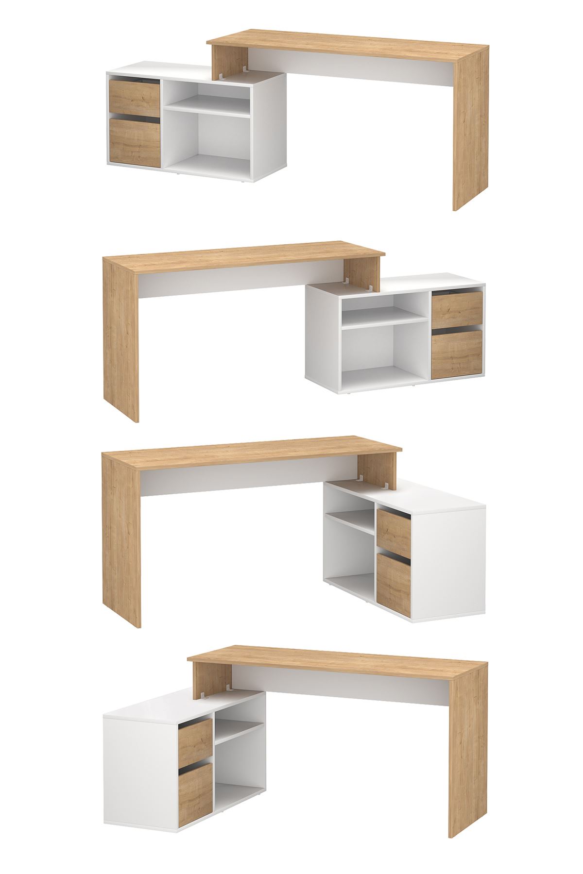 Bofigo Çalışma Masası Fonksiyonel Çalışma Masası Ofis Masası Safir Meşe-Beyaz