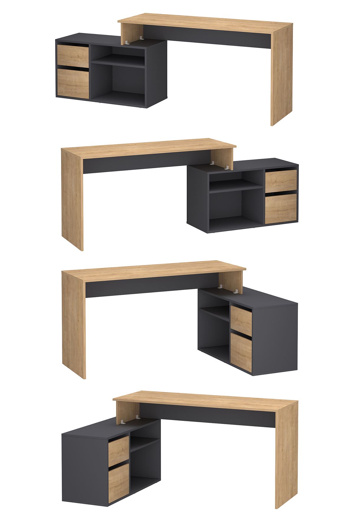 Bofigo Çalışma Masası Fonksiyonel Çalışma Masası Ofis Masası Safir Meşe-Antrasit