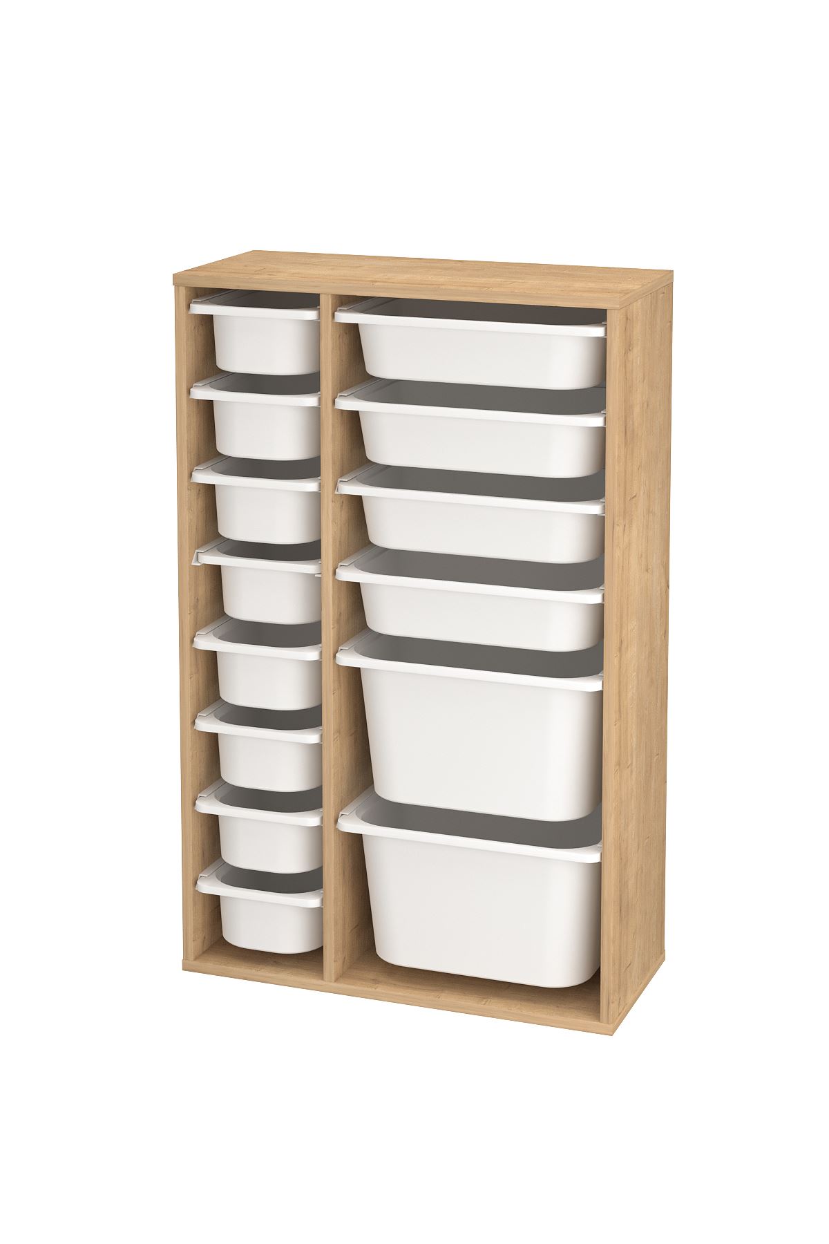 Bofigo 14 Sepetli Dolap Çok Amaçlı Dolap Oyuncak Dolabı Rüya Safir Meşe