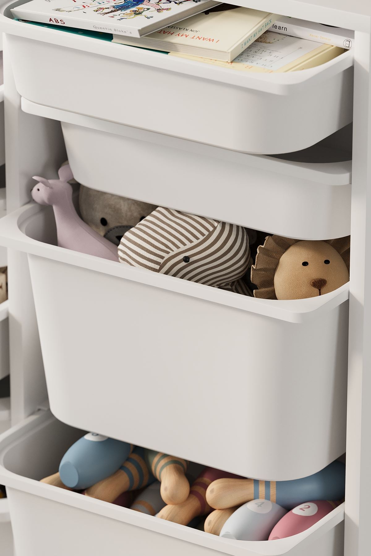 Bofigo 10 Sepetli Dolap Çok Amaçlı Dolap Oyuncak Dolabı Hülya Beyaz