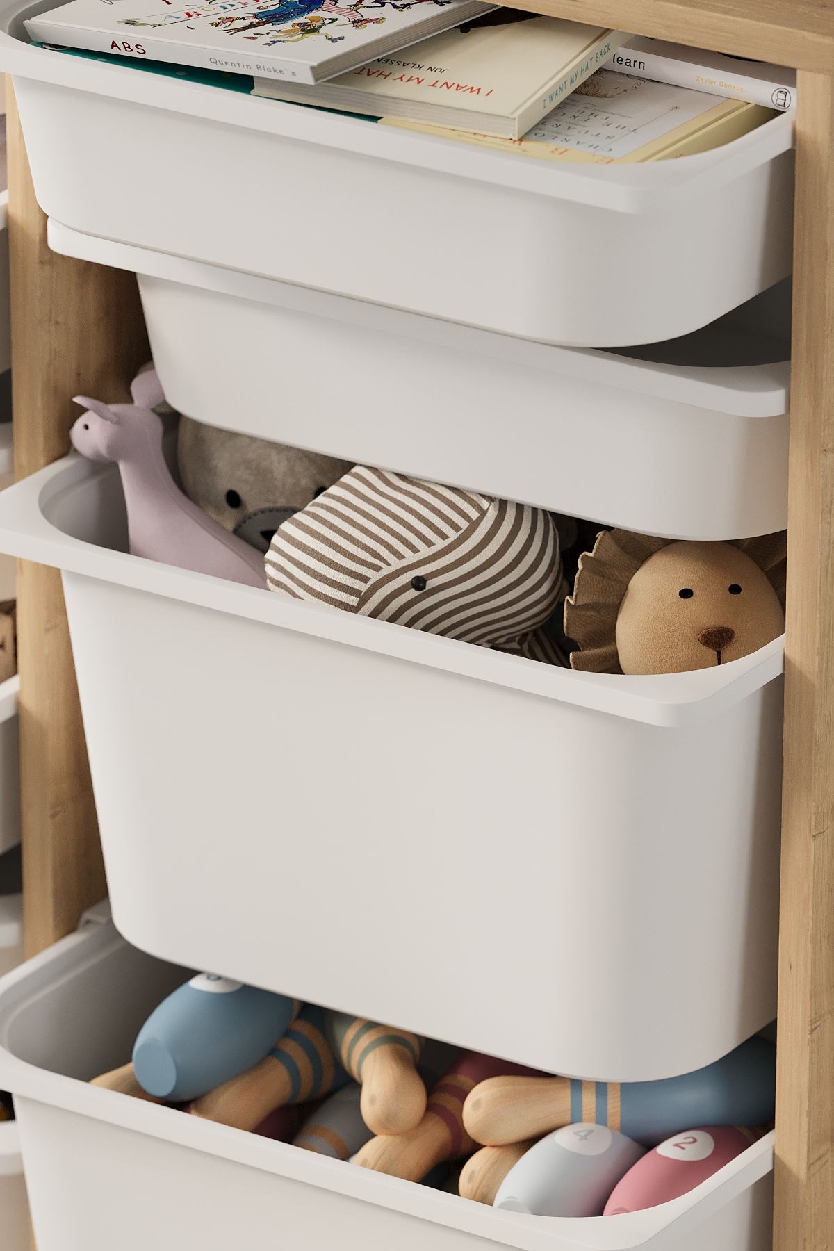 Bofigo 10 Sepetli Dolap Çok Amaçlı Dolap Oyuncak Dolabı Hülya Safir Meşe