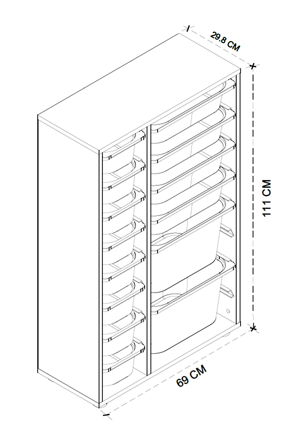 Bofigo 14 Sepetli Dolap Çok Amaçlı Dolap Oyuncak Dolabı Rüya Beyaz