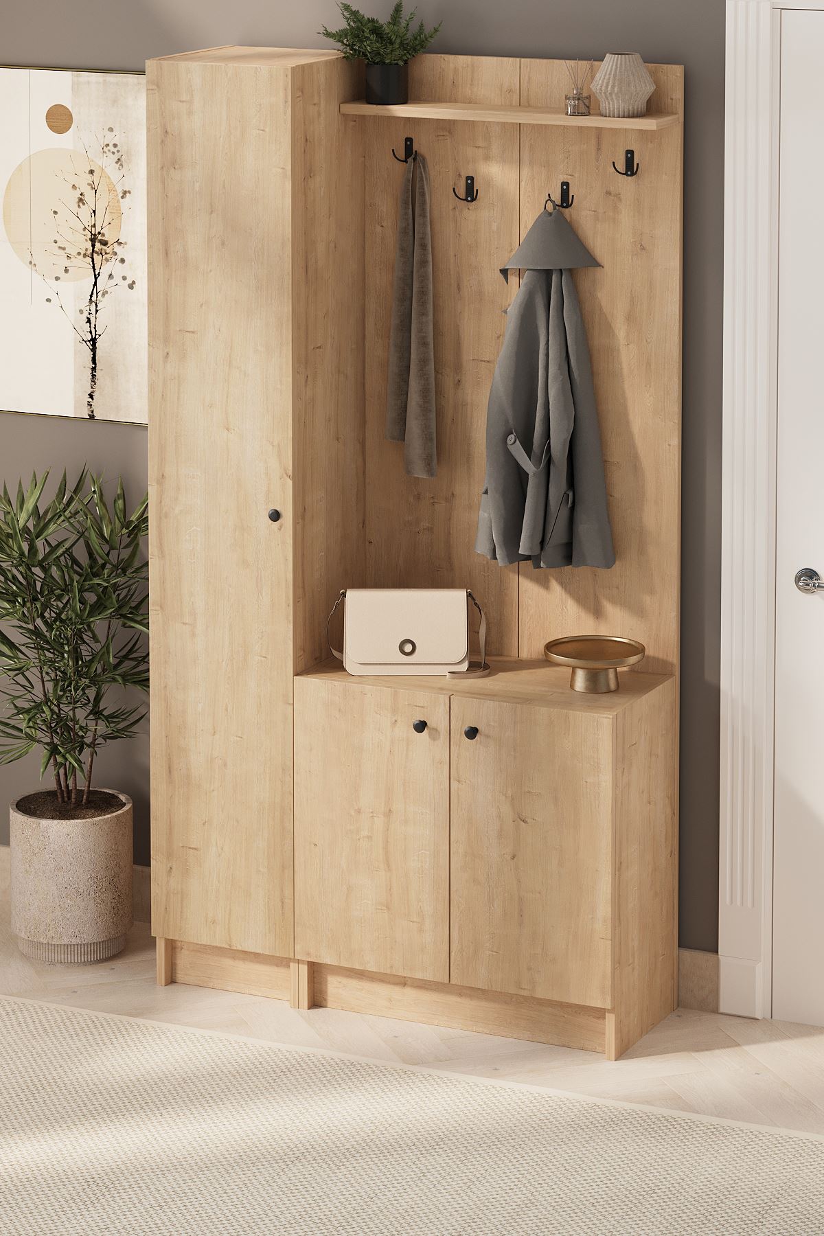 21-14-14 Entryway Coat Hanger SAPPHIRE OAK