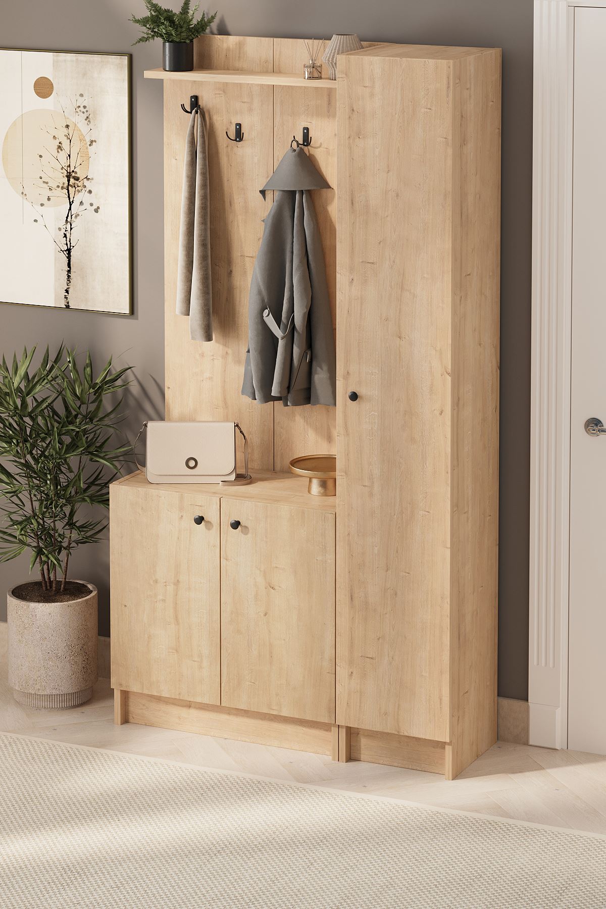 21-14-14 Entryway Coat Hanger SAPPHIRE OAK