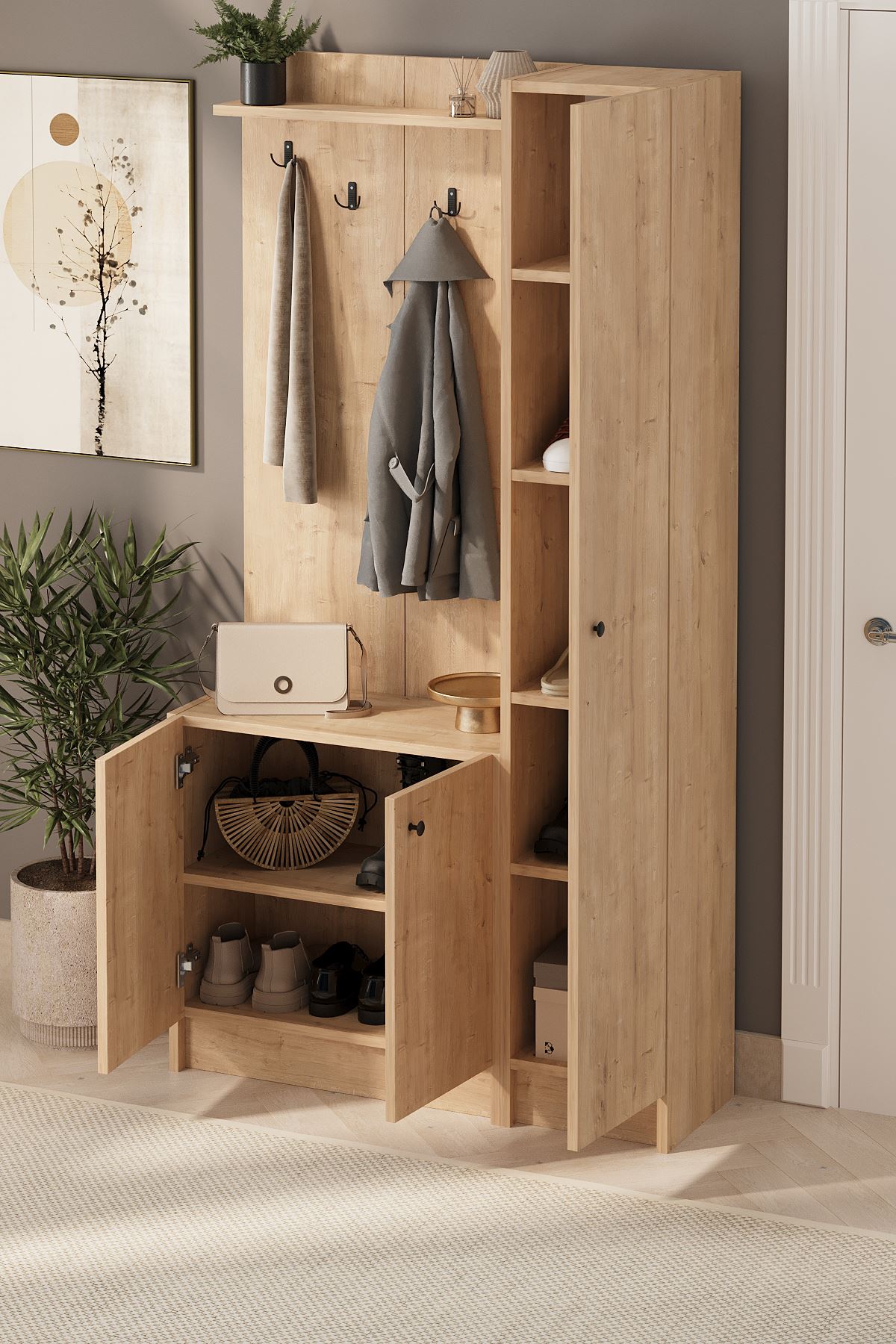 21-14-14 Entryway Coat Hanger SAPPHIRE OAK