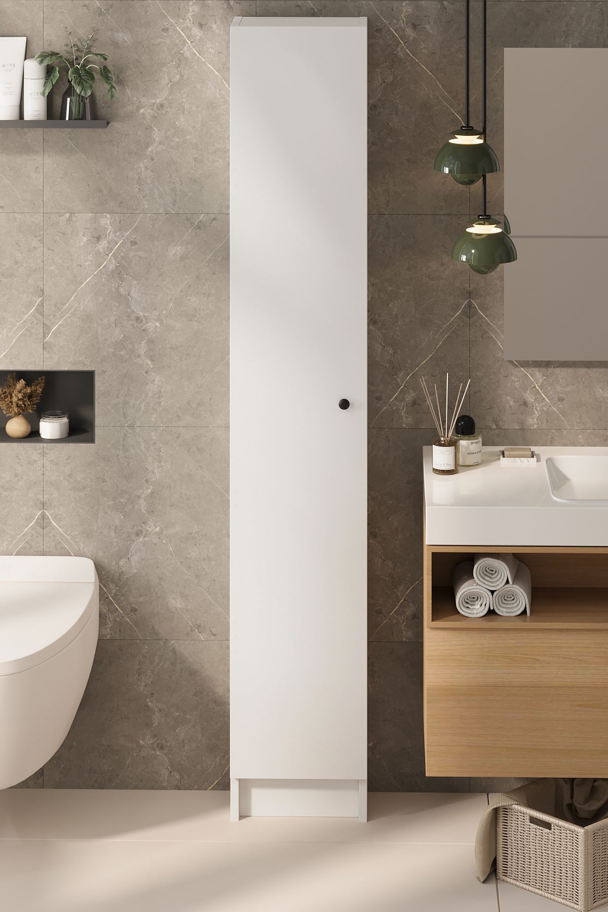 Bofigo Kapaklı 5 Bölmeli Çok Amaçlı Dolap Çok Amaçlı Mutfak Dolabı Banyo Dolabı Buket Beyaz