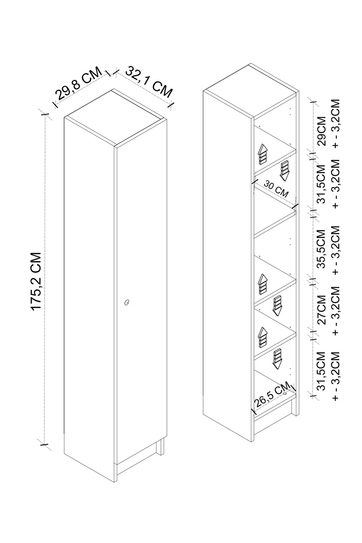 Bofigo Kapaklı 5 Bölmeli Çok Amaçlı Dolap Çok Amaçlı Mutfak Dolabı Banyo Dolabı Buket Safir Meşe