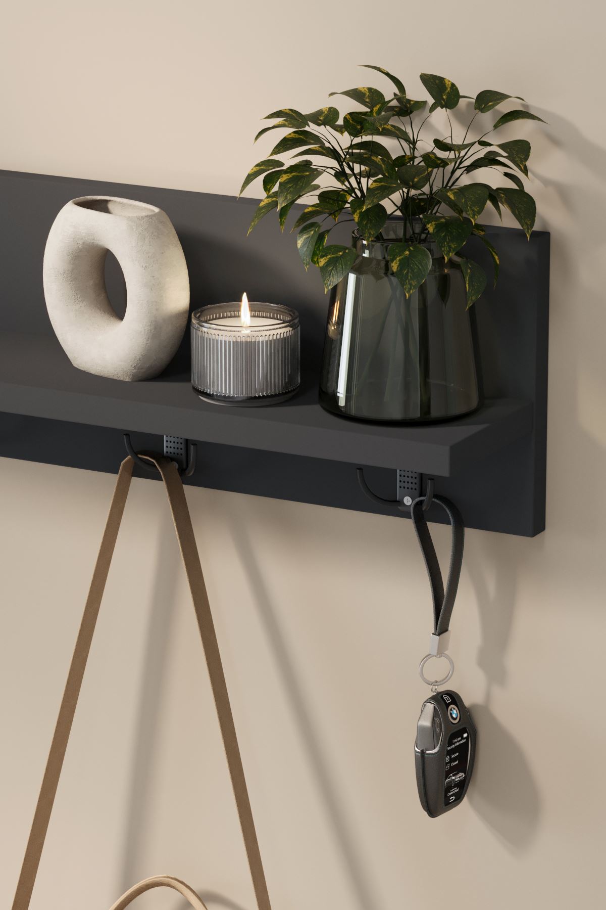 Bofigo Portmanto Duvar Askılığı Elbise Askılığı Vega Antrasit 80 Cm