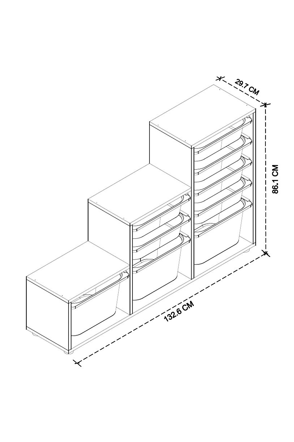 Bofigo 9 Sepetli Dolap Çok Amaçlı Dolap Oyuncak Dolabı Alara Beyaz