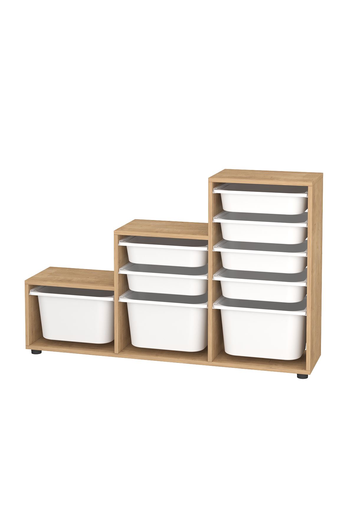 Bofigo 9 Sepetli Dolap Çok Amaçlı Dolap Oyuncak Dolabı Alara Safir Meşe