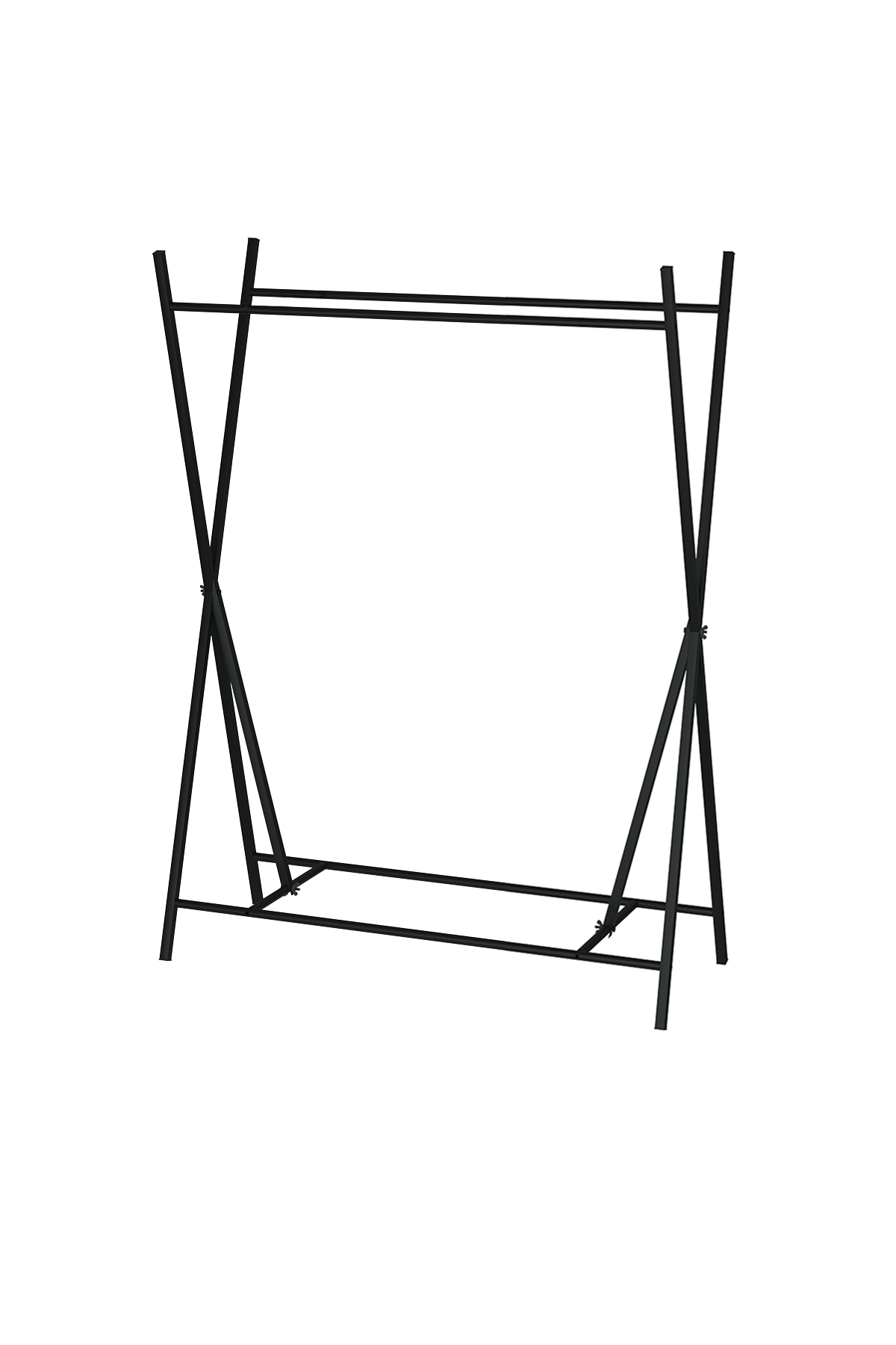 Bofigo Konfeksiyon Askısı Ayaklı Askılık Elbise Askılığı Raflı Askılık Star Siyah