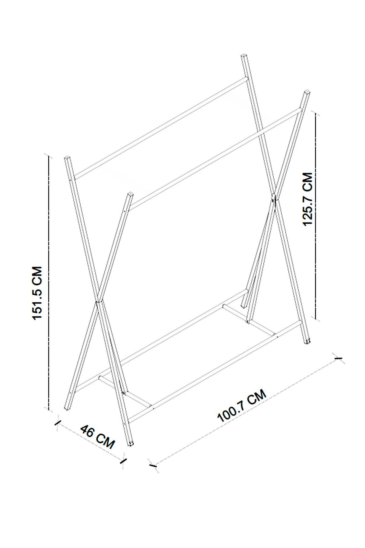 Bofigo Konfeksiyon Askısı Ayaklı Askılık Elbise Askılığı Raflı Askılık Star Siyah