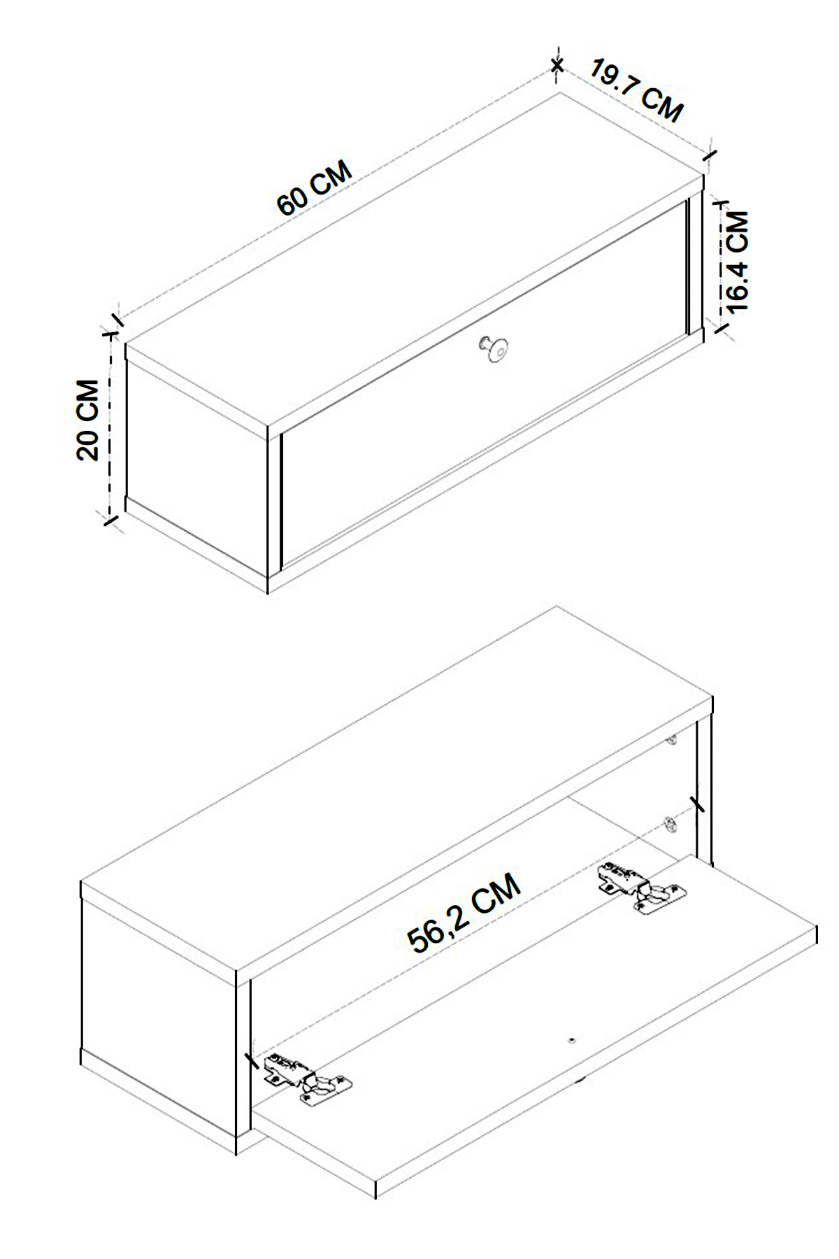 Bofigo Duvara Monte Dresuar Tek Bölmeli Dresuar Kapaklı Konsol 60 Cm Antre Hol Sude Antrasit