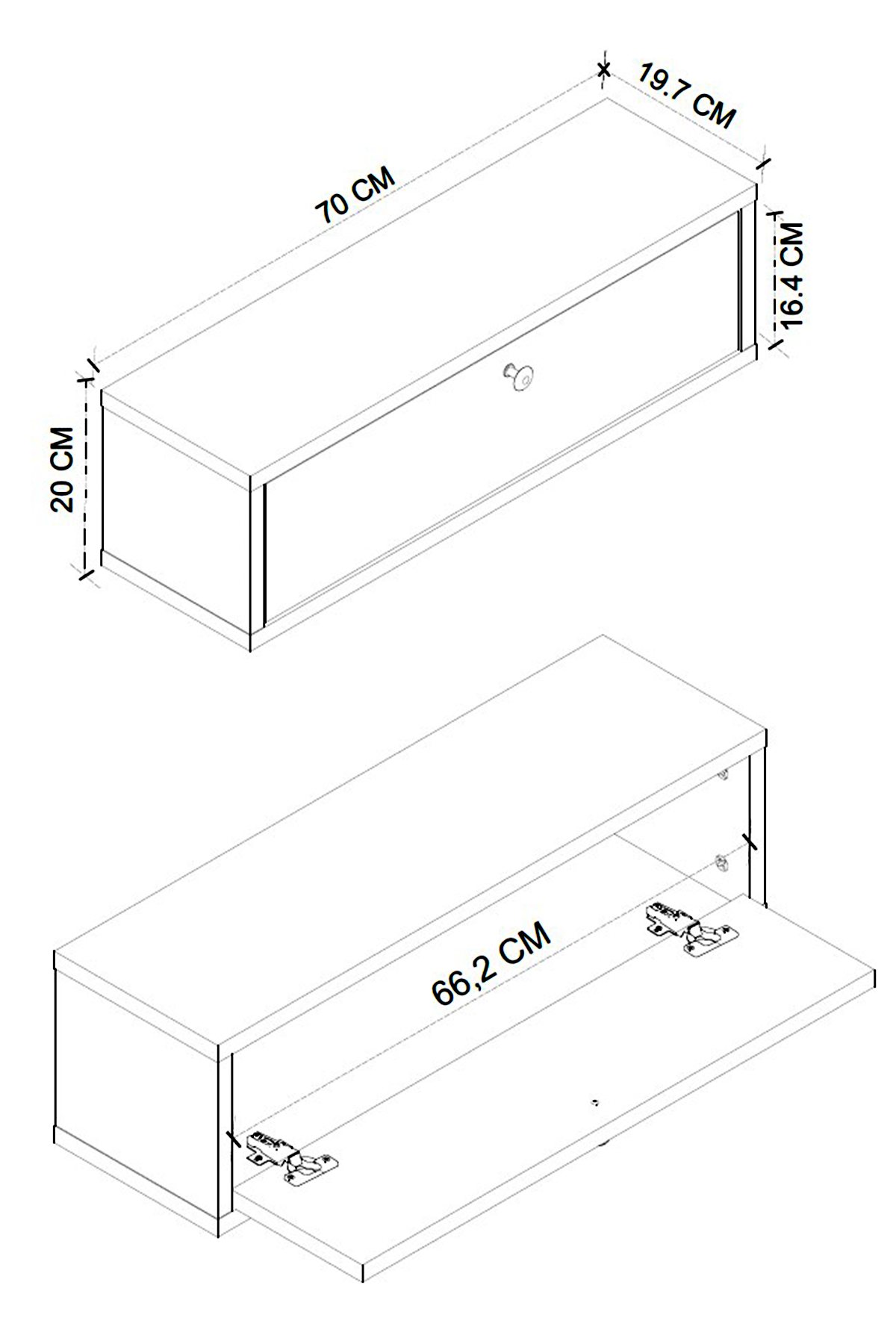 Bofigo Duvara Monte Dresuar Tek Bölmeli Dresuar Kapaklı Konsol 70 Cm Antre Hol Yağmur Antrasit