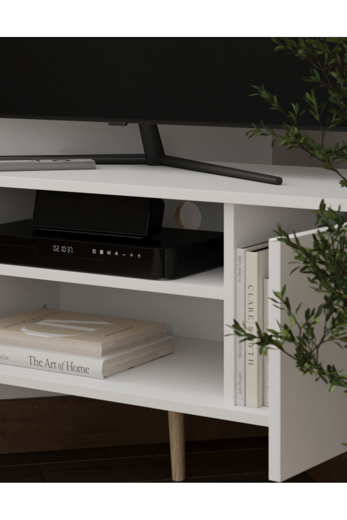 Bofigo TV Sehpası 2 Kapaklı Tv Sehpası Köşe TV Ünitesi Televizyon Sehpası Tv Sehpası Kıbrıs Beyaz