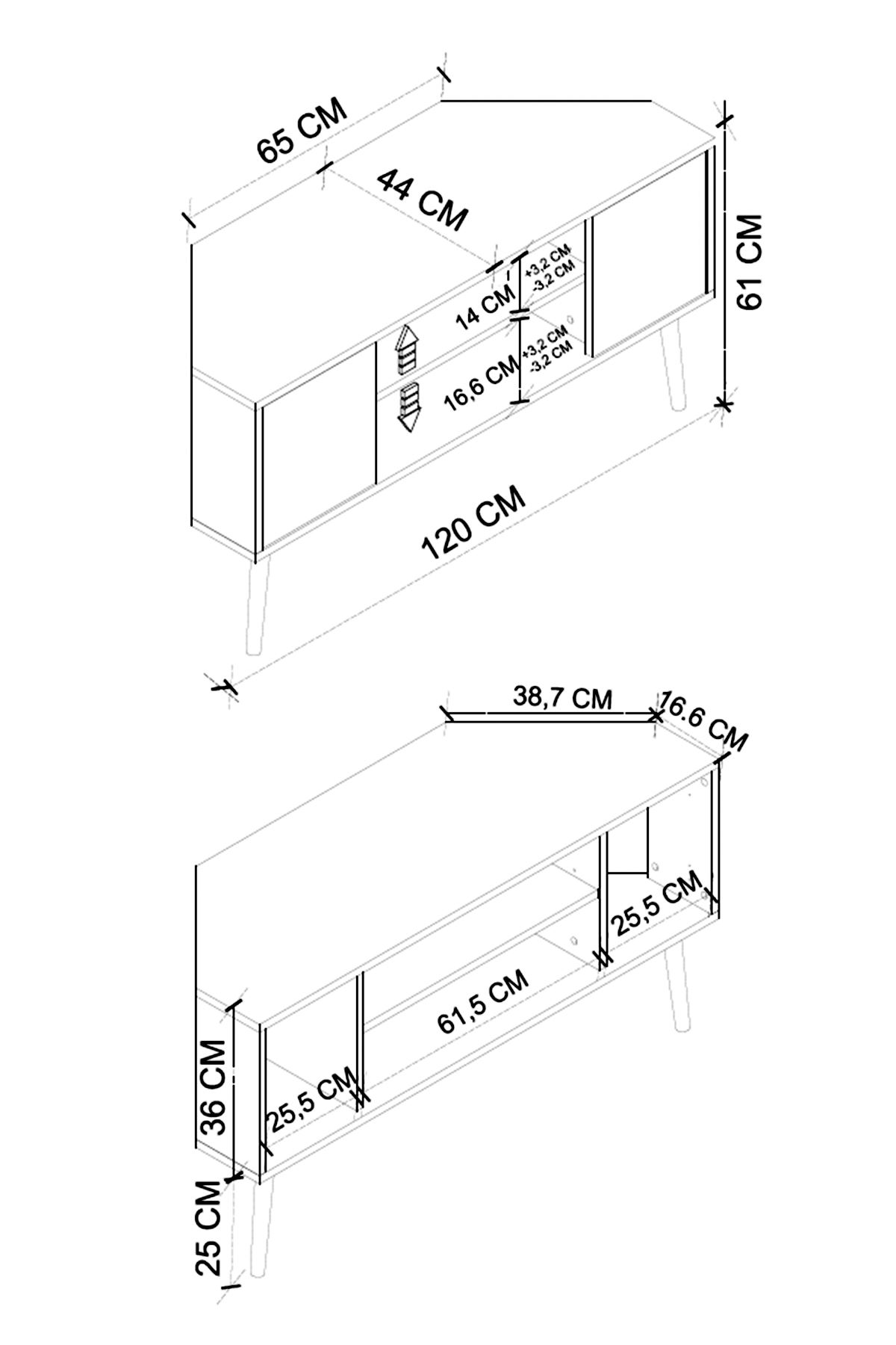 Bofigo TV Sehpası 2 Kapaklı Tv Sehpası Köşe TV Ünitesi Televizyon Sehpası Tv Sehpası Kıbrıs Beyaz