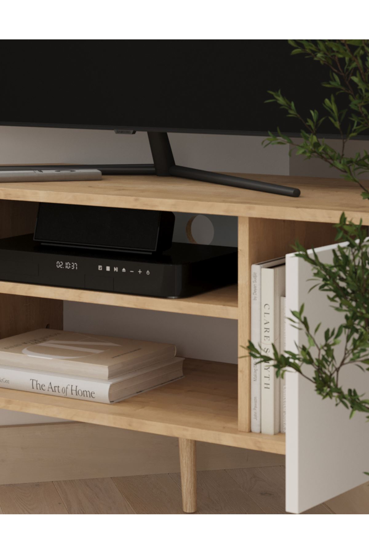 Bofigo TV Sehpası 2 Kapaklı Tv Sehpası Köşe TV Ünitesi Televizyon Sehpası Tv Sehpası Kıbrıs Safir Meşe Beyaz