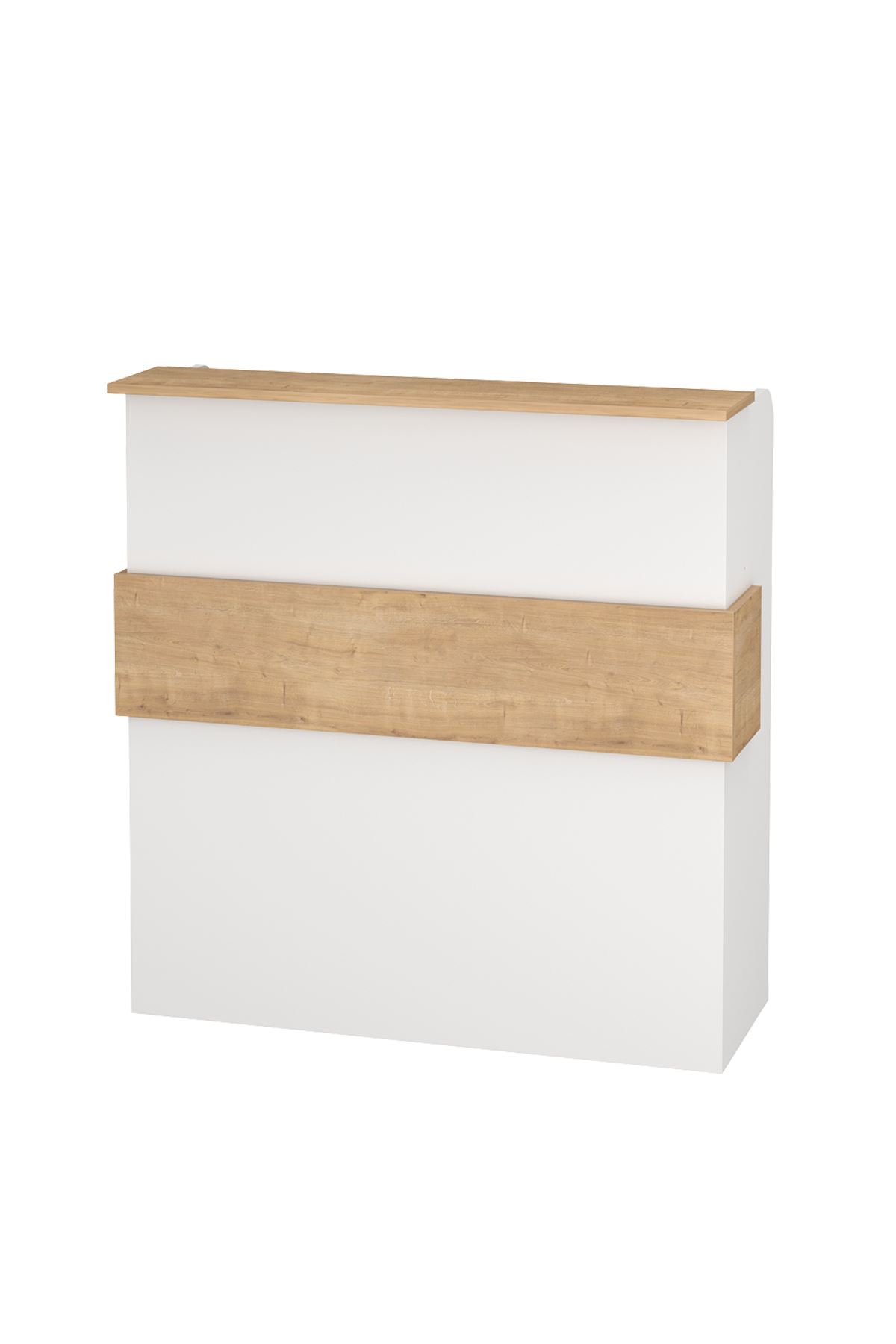 Bofigo Resepyion Masası Ofis Masası Karşılama Masası Karşılama Bankosu Safir Meşe Beyaz