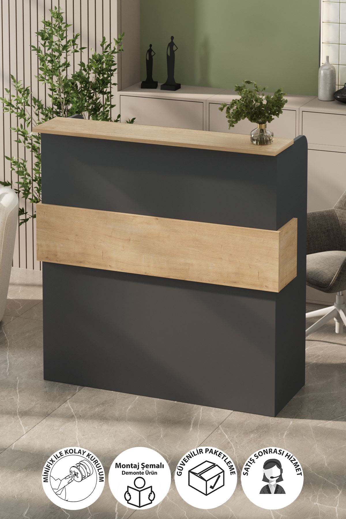 20-22-48 Reception Desk - Sapphire/Anthracite